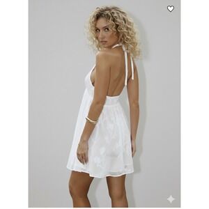 Princess Polly Moriah Floral Textured Halter Mini Dress Open Back Summer Boho 4